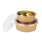 Tek Kullanımlık 350ml Gıda Ambalaj Kabı Kraft Kağıt Kapaklı Salata Kasesi