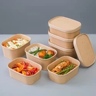 Biyobozunur Tek Kullanımlık Kraft Oval paket servis kutusu paket servisi olan restoran yemek kabı Tek kullanımlık paket servisi olan restoran kutusu