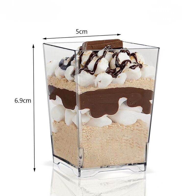 Wholesale Disposable Plastic Dessert Cups – Mousse Cup, Jelly Cup, Pudding Cup, Mini Champagne Glass, Square Cup