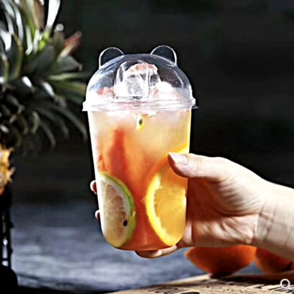 6 Renkli Baskı Tek Kullanımlık Plastik Bardak 700ml Kapaklı ve Samanlı Özel Logo