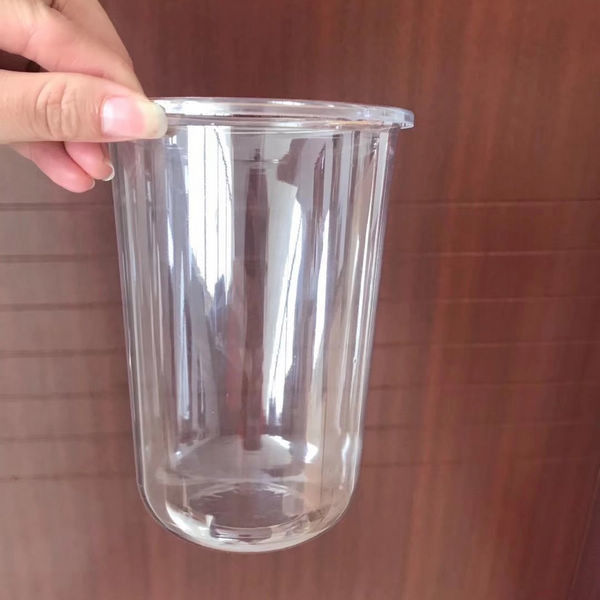 Logo Baskılı Tek Kullanımlık Buzlu Kahve Fincanları 500ml U Şekli Kapaklı Koku Direnci