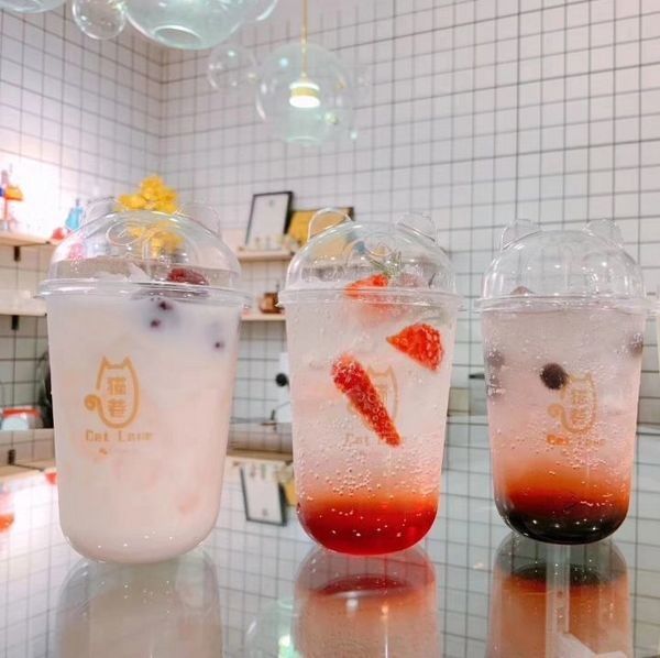 Gıda Sınıfı Pet Kahve Tek Kullanımlık Plastik Bardak Soğuk Cafe İçin 500ml Özel Logo