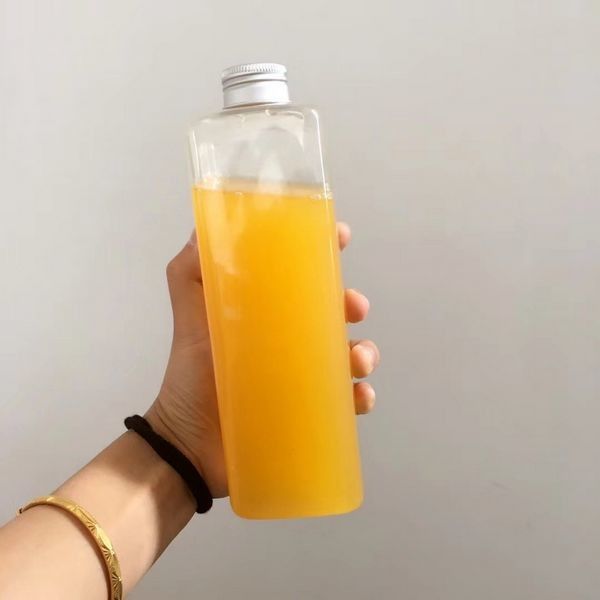 Tatlı Dükkanları Kare Süt Çay Şişeleri Boba ve Meyve Suyu Şişeleri 500ml