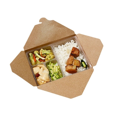 Tek Kullanımlık Öğle Yemeği Kağıt Paketleme Kutusu Gıda Ambalajı Kraft Kağıt Kutusu